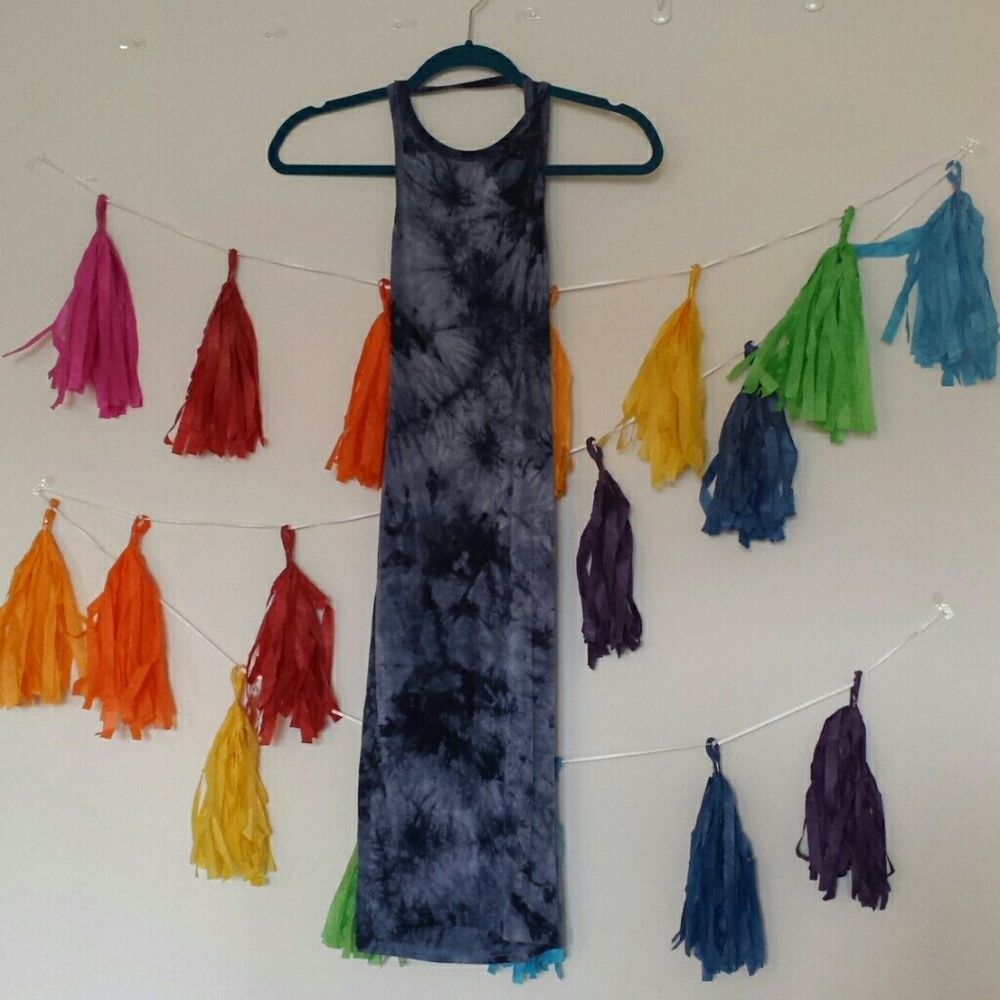 Blue Tie Dye Backless Dress sz S